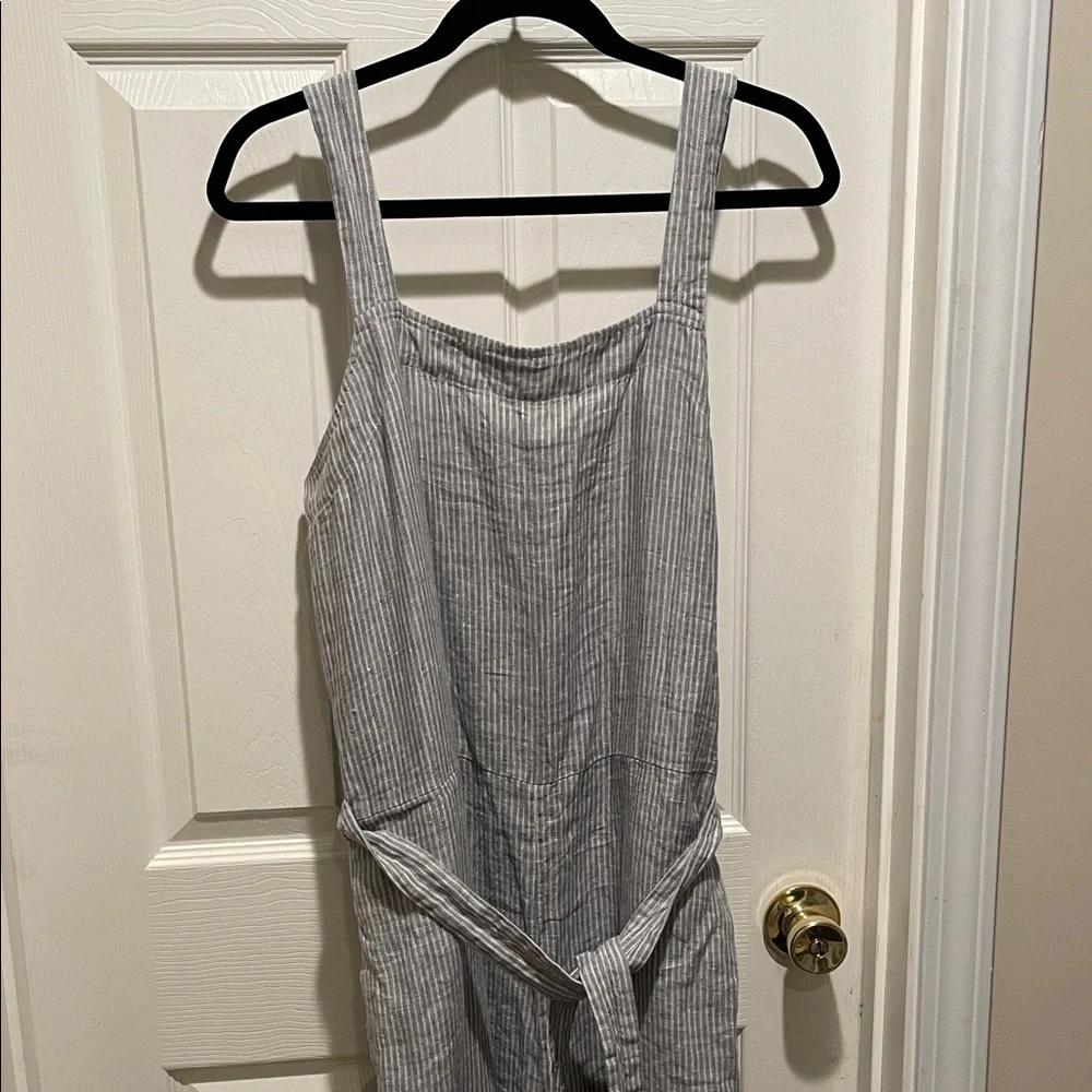 Everlane linen stripe jumpsuit